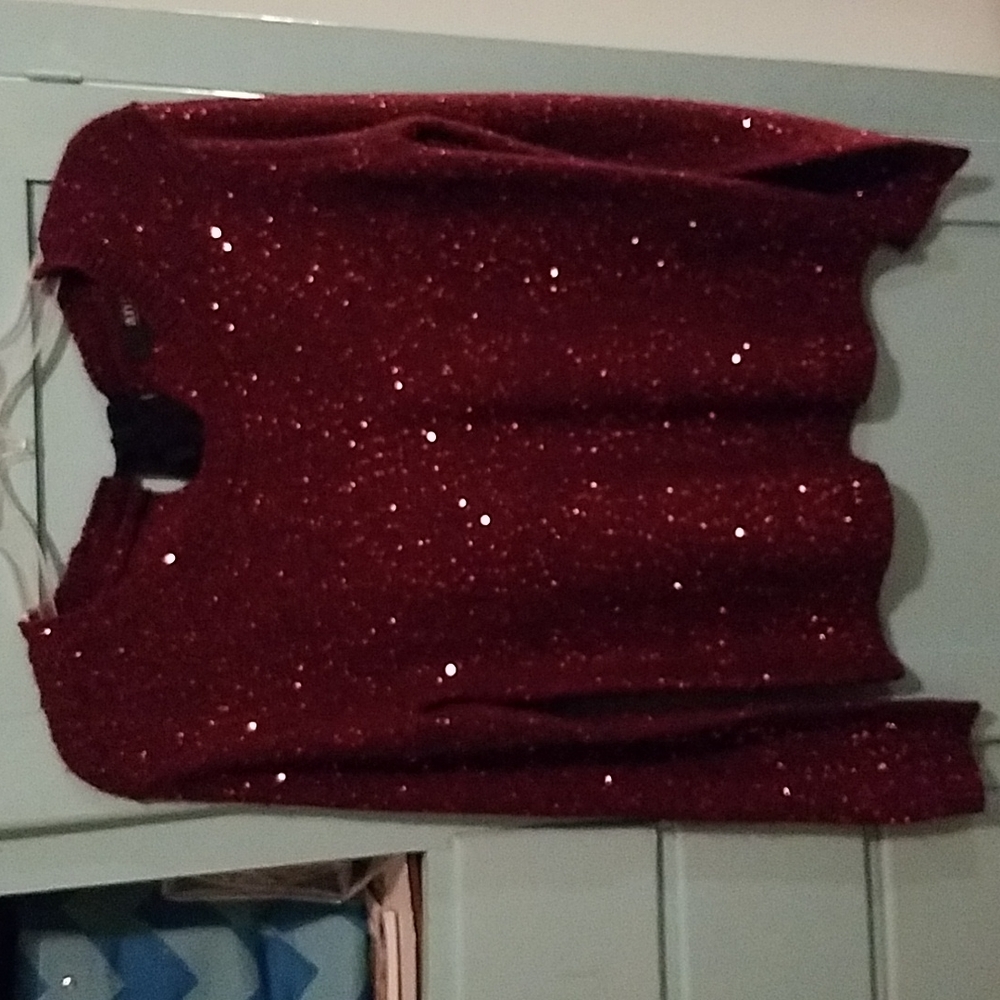 ANA size S dark red sequined sweater.